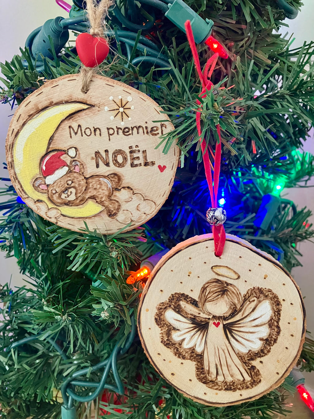 Mon premier Noël — ornement en bois pyrogravé (personnalisé)