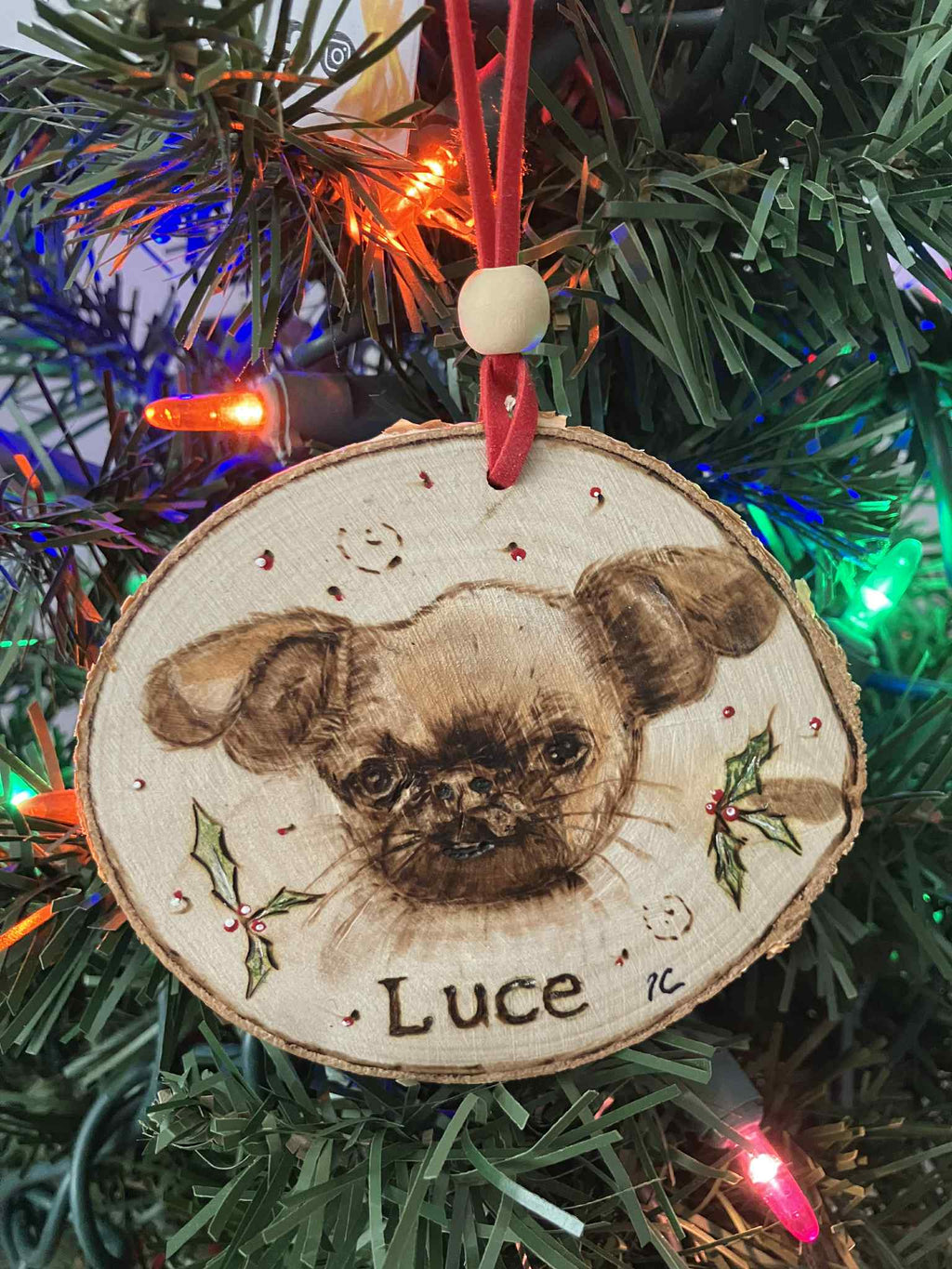 Ornement de ton fidèle compagnon — pyrogravure sur bois (personnalisé)