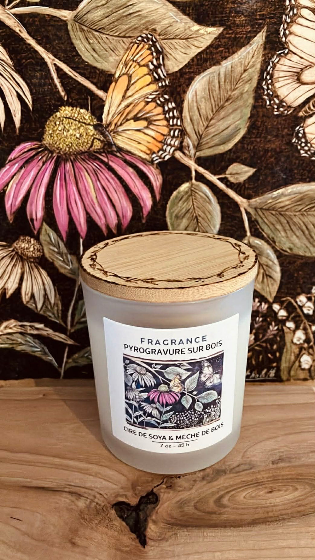 Chandelle PYROGRAVURE SUR BOIS