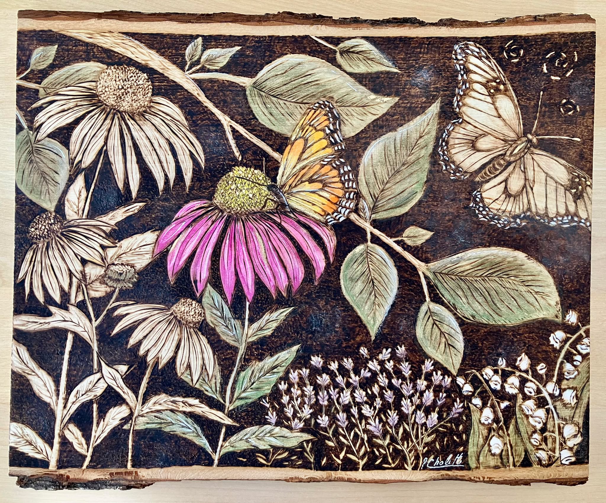 Chandelle PYROGRAVURE SUR BOIS