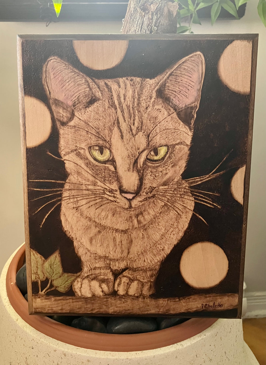 Commande personnalisée — pyrogravure sur bois