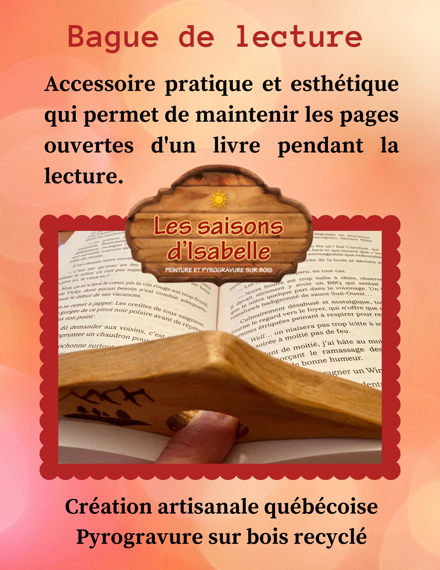 Bague de lecture en bois — maintiens ton livre d’une main (option personnalisée)