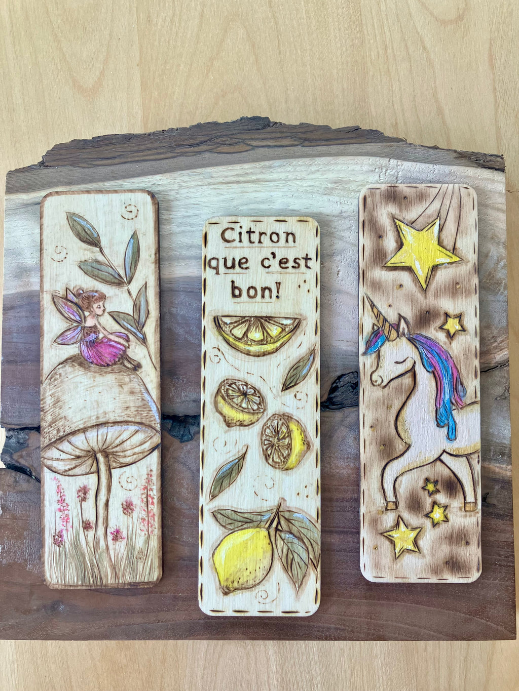 Marque-page en bois pyrogravé — plusieurs motifs + option personnalisée