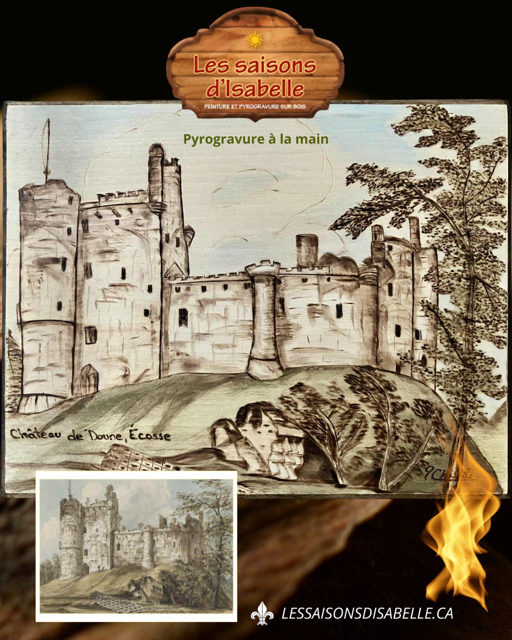 Commande personnalisée — pyrogravure sur bois