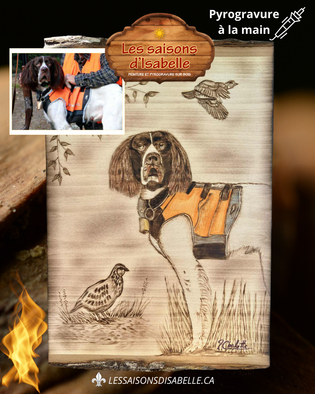 Commande personnalisée — pyrogravure sur bois