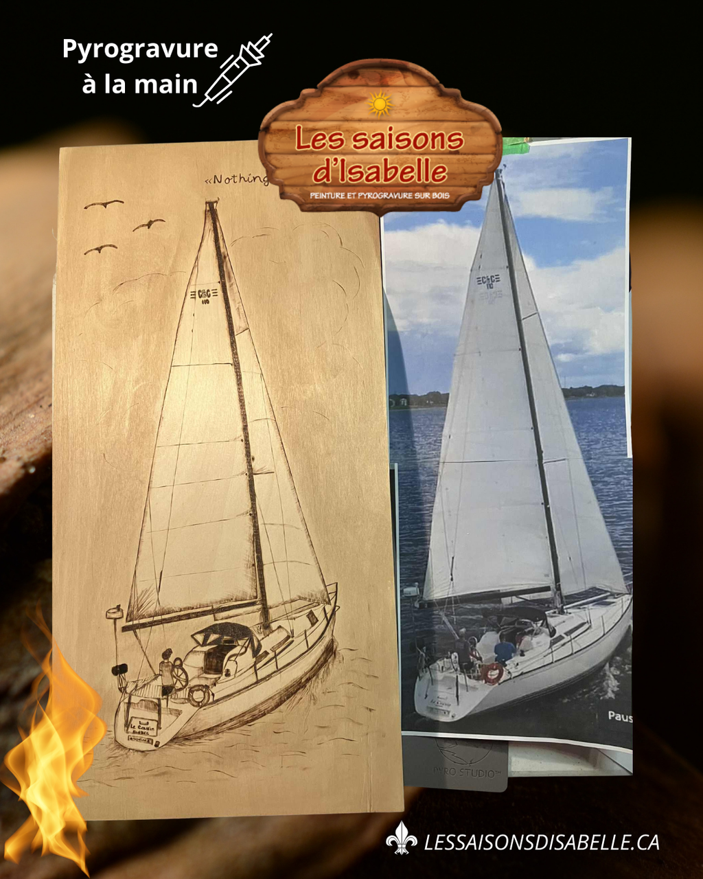 Commande personnalisée — pyrogravure sur bois