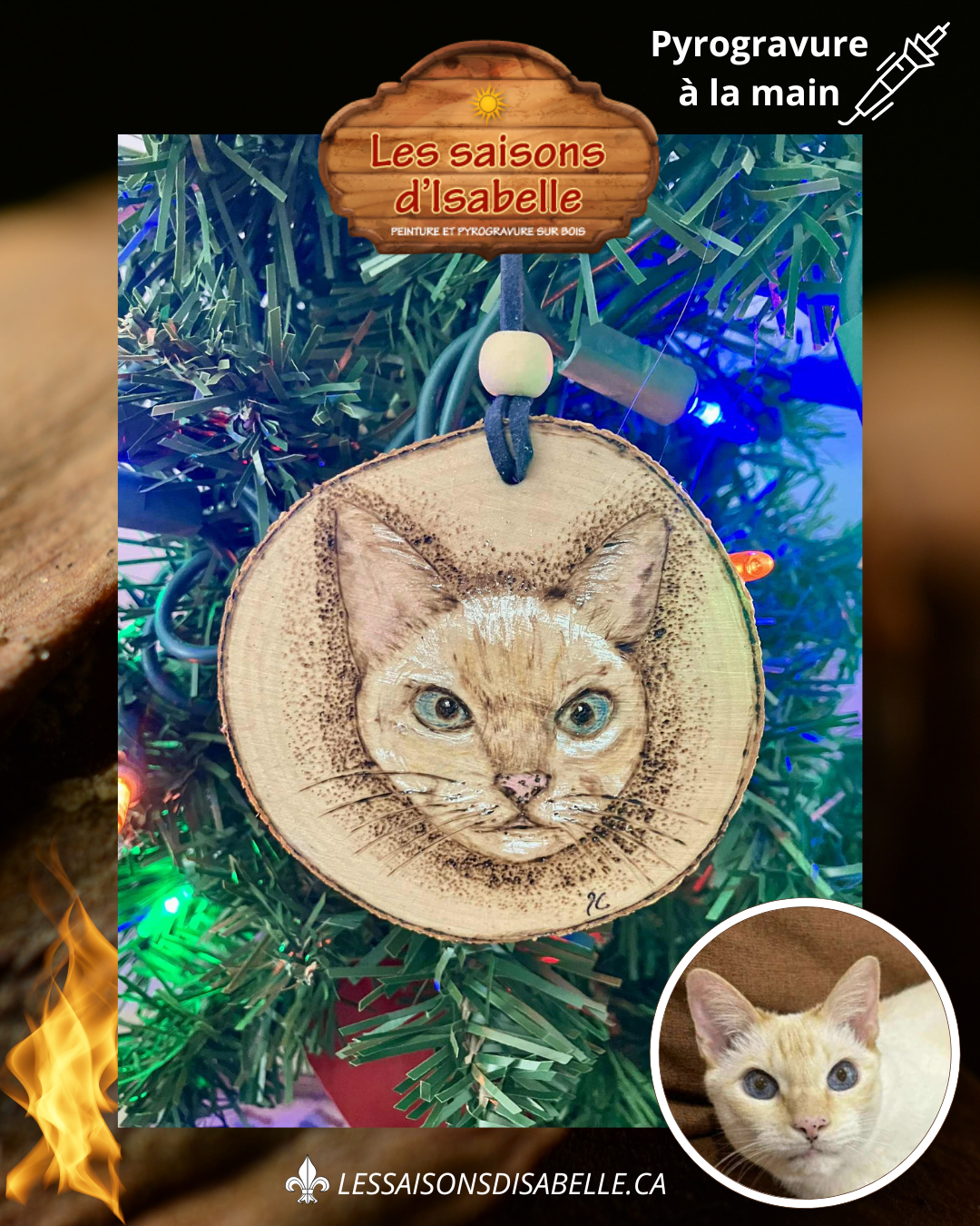 Ornement de ton fidèle compagnon — pyrogravure sur bois (personnalisé)