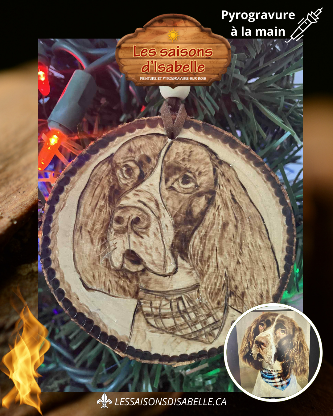Ornement de ton fidèle compagnon — pyrogravure sur bois (personnalisé)