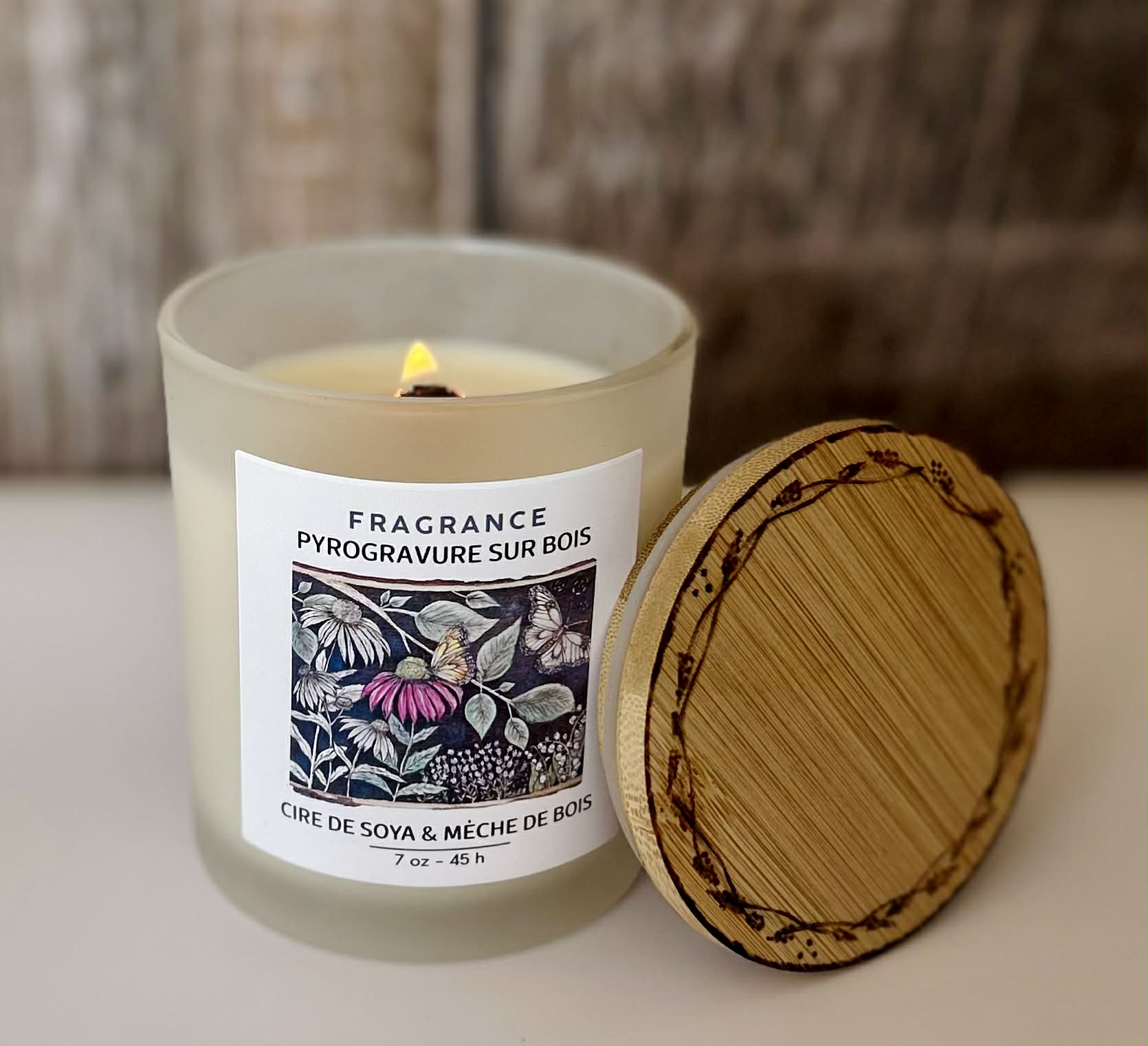 Chandelle PYROGRAVURE SUR BOIS