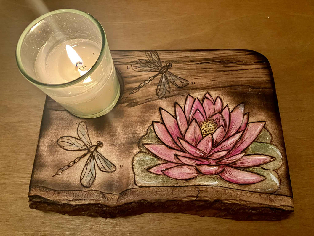 Bougeoir lotus et libellules